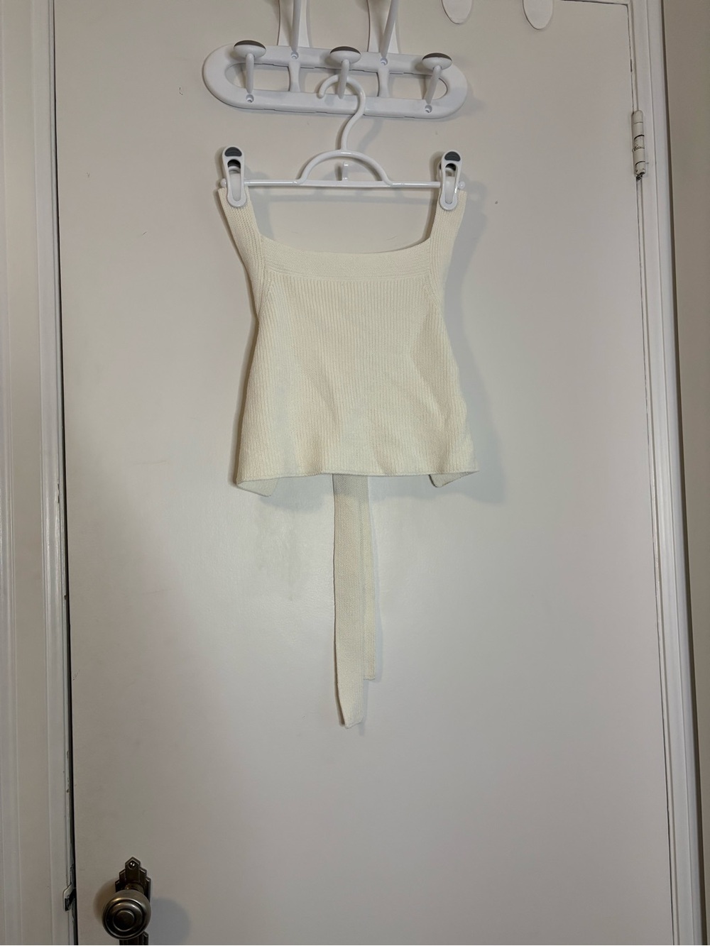 Wilfred Cream Ribbed Square-Neck Tank with Waist Tie